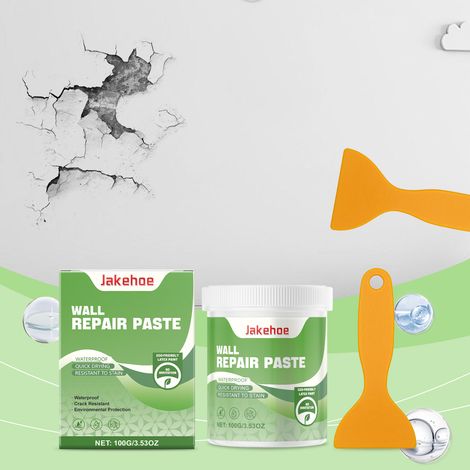 Wandreparaturpaste für den Heimgebrauch, zur Ausbesserung von Kratzern, Dellen, Rissen und Nagellöchern – 100 g + Spachtel -- DE (1/5)