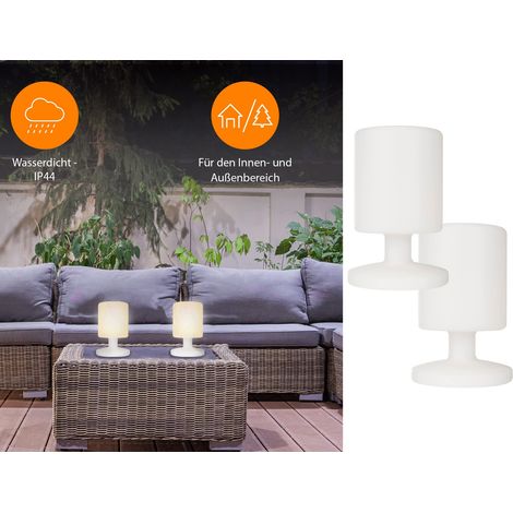 2er SET kleine Akku LED Tischleuchten Outdoor, dimmbar Höhe 25,5cm (1/5)