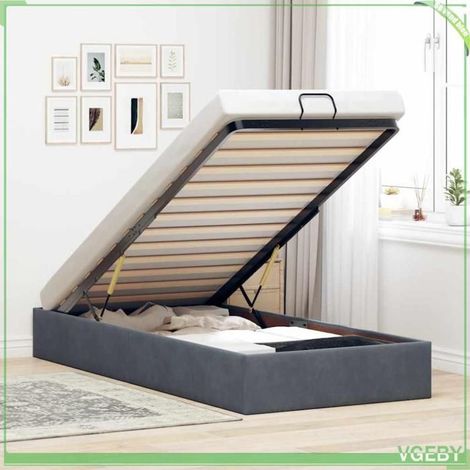 Cadre de lit ottoman - 3310932 - velours gris foncé - 90 x 190 cm - Rangement sous lit hydraulique (1/5)