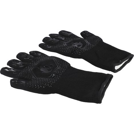 Gants de barbecue résistants à la chaleur, gants de four antidérapants, gants de cuisine longs pour griller et cuire au four, noirs, taille moyenne 26-35 cm (1/5)