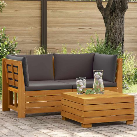 vidaXL 2 Piece Garden Lounge Set Solid Acacia Wood Brown