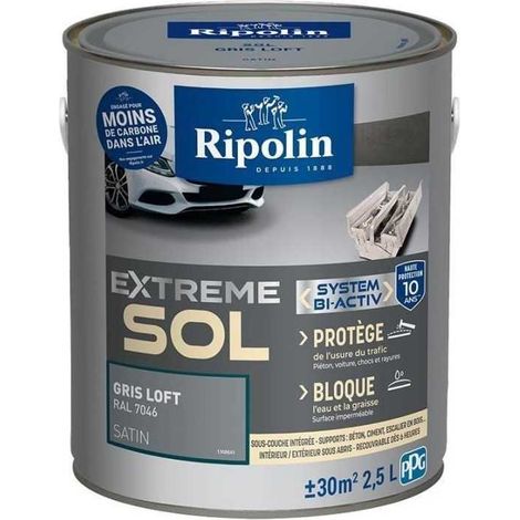Peinture sol haute résistance satin gris loft 2,5L Ripolin