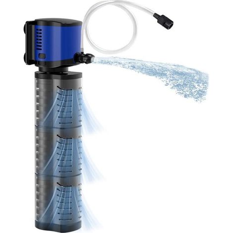 Pompe submersible 4 en 1, débit de 2500 litres/heure, convient aux réservoirs de 350 à 1100 litres - pompe silencieuse pour bassin et aquarium avec filtre éponge, hauteur de refoulement de 2,4 mètres (1/5)