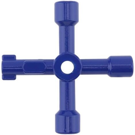 Blauer Vierwege-Kreuzschlüssel, universeller Multifunktionsschlüssel, geeignet für Schaltschränke, Stative, Ventile und Wasserzähler (1/3)