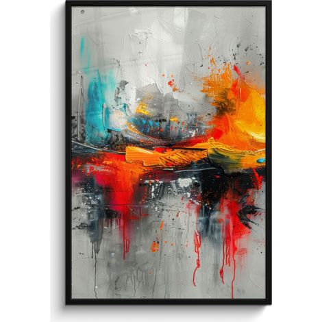 AFFICHE ENCADRÉE Art moderne - Orange - Gris - Abstrait Decoration Murale Peinture 80x120 (1/5)