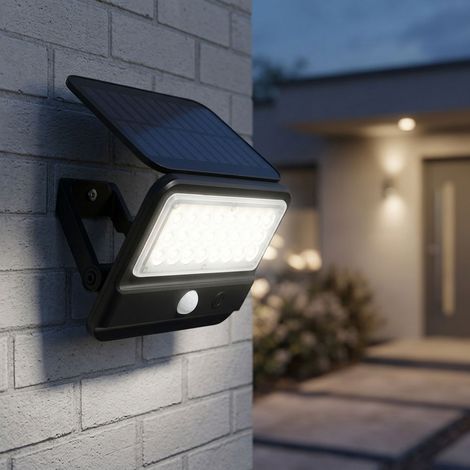 Wandlampe mit Bewegungsmelder LED Solarleuchte Haustürlampe Fassadenleuchte Gartenlampe, 1x LED 400lm neutralweiß, BxH 14,4x10,4 cm (1/5)