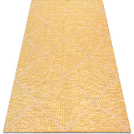 Carpet SISAL PATIO 3075 diamonds Flat woven yellow / beige yellow 155x220 cm