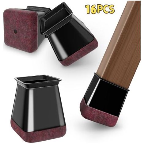 QORVA-Lot de 16 protège-pieds carrés noirs en silicone de taille S (13-20 mm), pour réduire le bruit et éviter les rayures