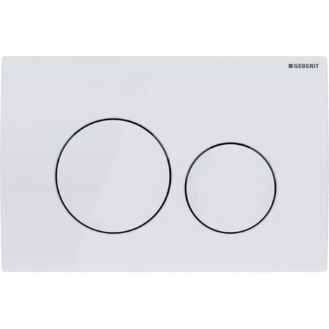Plaque de commande WC Geberit Delta20 – Blanc alpin – Dimensions 246x164x23mm – Pour 2 volumes de chasse – Force de déclenchement < 20N
