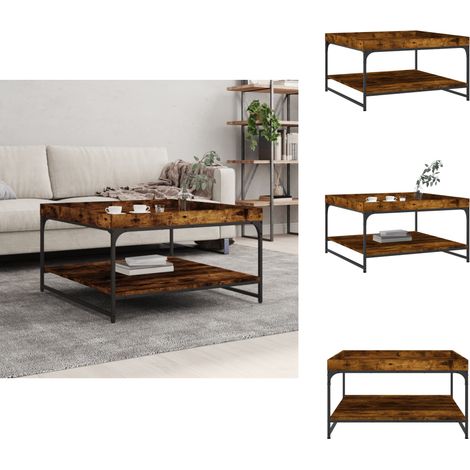 Couchtisch Räuchereiche 80x80x45 cm Holzwerkstoff und Eisen - Couchtisch - Wohnzimmerstil - Holzmöbel - Esszimmertisch - Rauchereiche Möbel (1/5)