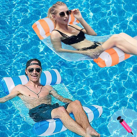 Bouee Piscine Adulte 2 Pièces Hamac de Piscine 4 in 1 Hamac Flottant Piscine Hamac Gonflable Piscine Flotteur Gonflable Piscine Matelas Piscine Pliable Gonflable (1/5)