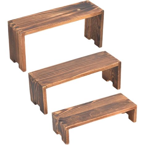 Présentoirs En Bois Surélevés Présentoir à Gâteaux en Bois pour Dessert Plateau Étagère Empilable pour Collection de Gâteaux, Figurines, Bijoux et Aliments (1/5)