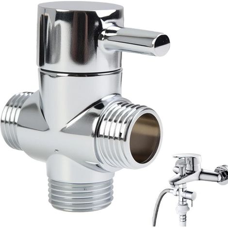 1 vanne 3 voies, laiton massif, finition chromée, raccords mâles g1/2, pour douche à main et pommeau fixe (1/4)