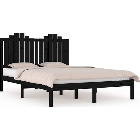Maison Exclusive - Massivholzbett Schwarz Kiefer 140x190 cm (1/5)