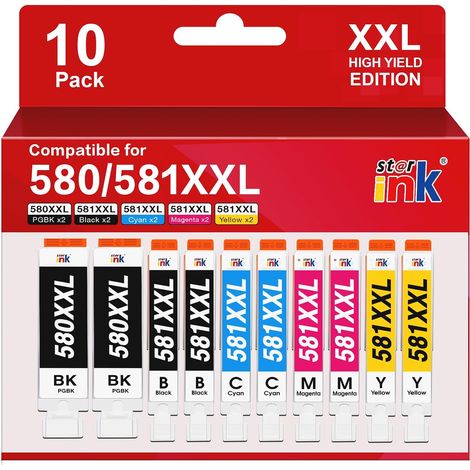 Compatible pour Cartouche Canon 581 580 XXL pour Canon TS6350 TS6150 TS6351 TS6151 TS9550 TS705 TS8150 TR8550 TS9150 TS8151 TR7550 (1/5)