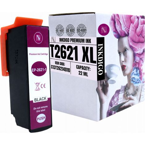 Inchiostro Inkdigo T2621 compatibile con Epson Expression Premium XP-510 XP-625, certificato TÜV. (1/5)