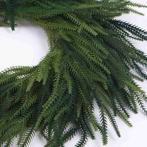Künstlicher Norfolk-Kiefernkranz, 60 cm, künstlicher grüner Weihnachtskranz aus Kiefernholz, zweifarbig, für die Haustürdekoration