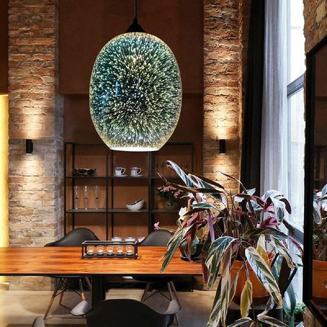 kangten Pendelleuchte, Kreativ 3D Feuerwerk Deckenlampe Modernes Bunte Glas Hängeleuchte E27 220V Kronleuchter Beleuchtung für Wohnzimmer Esszimmer (Ohne Glühbirne) (1/5)