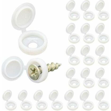 Couvercle à Vis, 100 Bouchons à Vis en Plastique, Couvercle de Protection à Vis pour la Maison, les Meubles, Cache Vis pour les Murs(Blanc) (1/5)