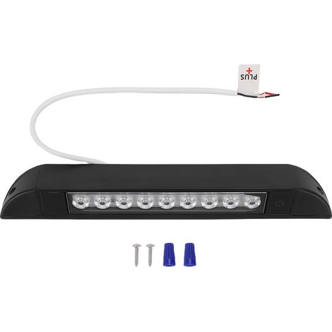 Ortviai Projecteur LED pour Store de Camping-Car 10 pouces, 6000 K, 12/24 V CC, IP67, avec Interrupteur, Noir