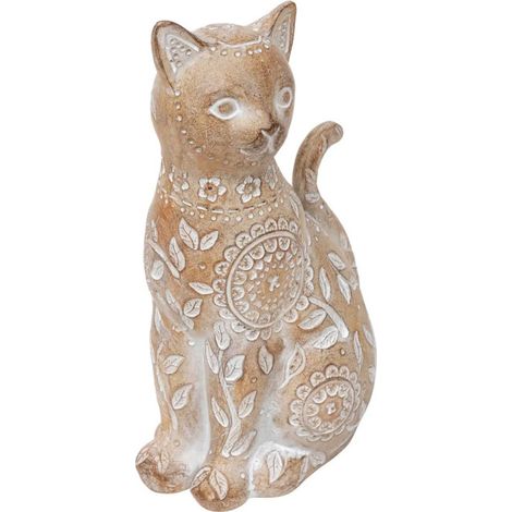 Statuette Chat Déco "Lindo" 18cm Beige (1/2)