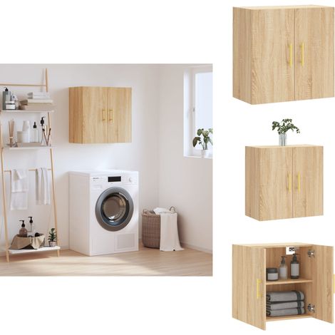 Armoire murale chêne sonoma 60x31x60 cm bois d'ingénierie - Armoire Murale - Meuble De Rangement - Étagère Murale - Rangement Mural - Armoire Design (1/5)