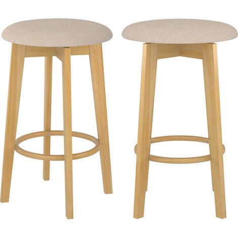 Lot de 2 tabourets pour îlot central 66 cm en tissu beige - VAHINA