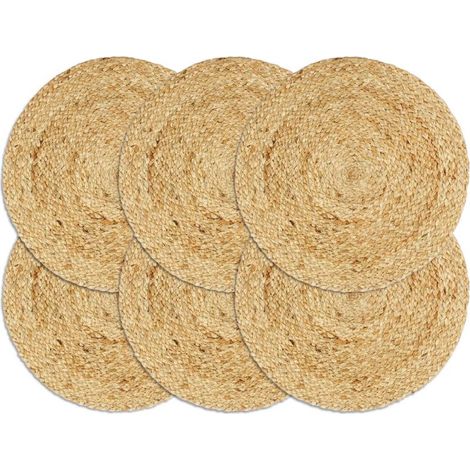 Sets de table, lot de 6, naturel, ronds de 38 cm, en jute (1/4)