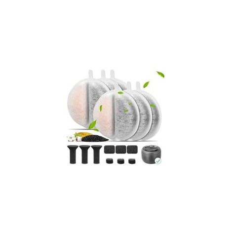 6er-Pack Katzenbrunnenfilter, kompatibel mit 2,5-Liter-Katzenbrunnen, Ersatzfilter mit Aktivkohle/Schaumstoff/Schwamm für 84-Flüssigunzen-Haustierbrunnen (1/5)