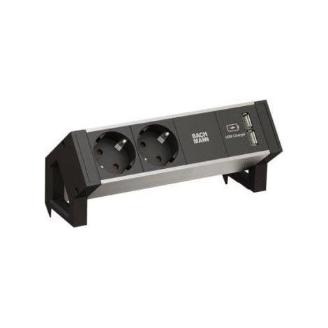 Bachmann Desk 2 Alu Black multipresa nera in alluminio