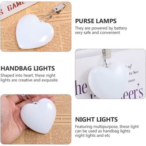 Luz para bolso - Luz para bolso con sensor - Iluminador de bolso en forma de corazón - Luz nocturna colgante para mujeres - Damas - Niñas - Amor (1/5)