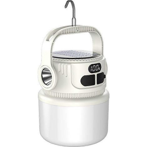 Wiederaufladbare, tragbare LED-Solarlampe, wasserdicht, für Outdoor-Aktivitäten wie Nachtmärkte, Camping, Zelte und Notfälle, cremeweiß (1/5)