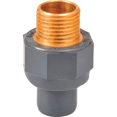 Raccord PVC pression embout filetage laiton - NICOLL - F Diamètre 20 / M Diamètre 25 - M 1/2'