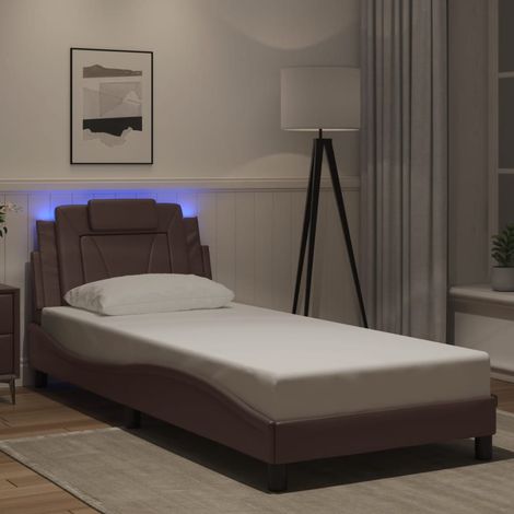 Cadre de lit Viana avec LED sans matelas marron 80x200 cm (1/5)