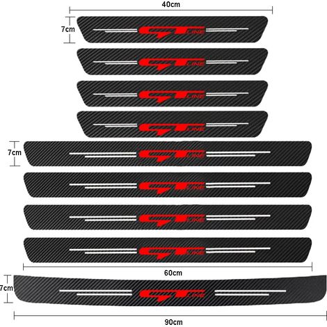(9 pièces pour GT LINE 2) Seuil de porte de voiture en fibre de carbone,autocollants de protection anti-rayures pour Kia GT Line,Sportage,Ceed,Picanto,K5,K3 et Stonic (1/3)
