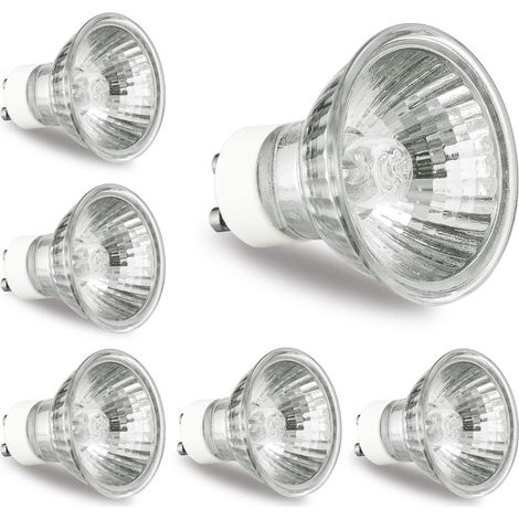 GU10 Halogen Bulb 120V 50W Halogen Light Bulbs for Candle Warmer Lamp, GU10+C, MR16 with Glass Cover, 2700K Warm White, Dimmable, Pack of 6 (1/5)