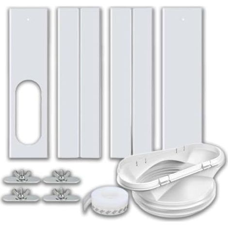 Sortie de tuyau d’évacuation pour climatiseur mobile, plaque fenêtre volet roulant avec panneau réglable, joint fenêtre climatiseur (4PCS) (1/5)