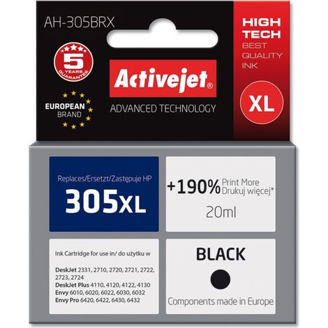 Activejet AH-305BRX - Cartucho de tinta HP 305XL, negro, premium (1/2)