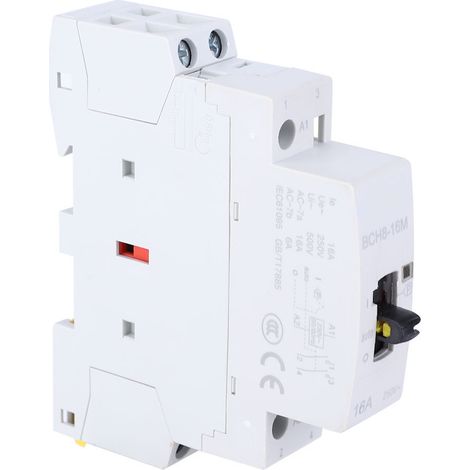 Contacteur CA domestique 2P16A avec fonction de commande manuelle pour installation électrique de bâtiment 230V (1NO 1NC)