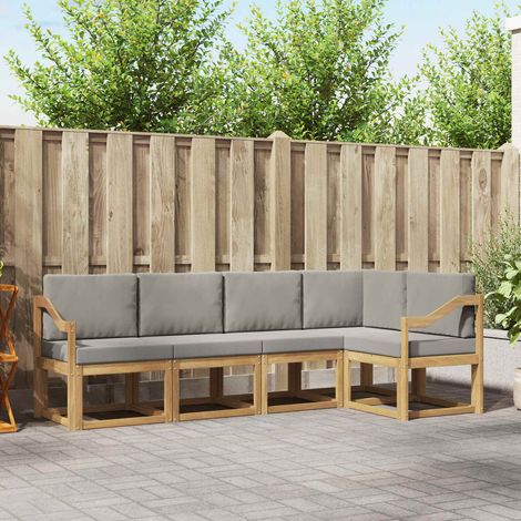 Teenpull – Outdoor-Sofagarnitur 5 Stk. Weiß und Hellgrau (1/5)