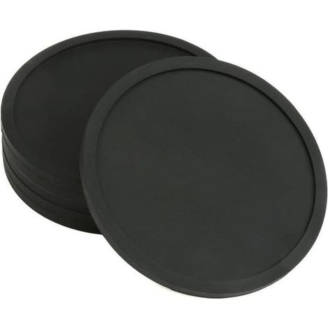 SABIR-Lot de 6 sous-verres antidérapants en silicone pour tasses, sous-verres ronds noirs pour verres à café, bière, vin, bouteilles, bar (1/5)
