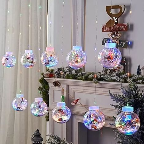 10 Rideau lumineux, boules transparentes, fil de cuivre, 8 modes, décoration intérieure (1/5)