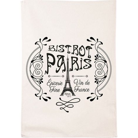Essuie main - Paris Bistrot - en coton décoré (1/2)