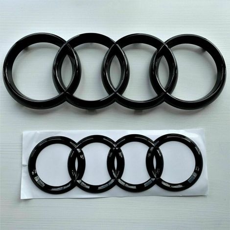Anneaux d'emblème de marque Audi noir brillant avant et arrière A1 A3 A4 A5 273 mm 192 mm