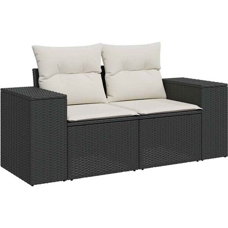 Maison Exclusive - Divano da Giardino con Cuscini a 2 Posti Nero in Polyrattan