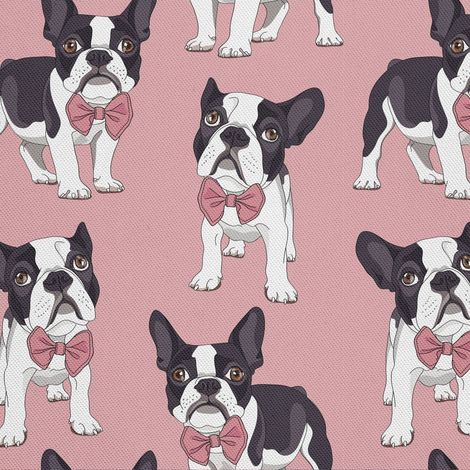 Tissu d'extérieur décoratif Oxford - Motif bouledogue avec nœud papillon I DX012 (1/5)