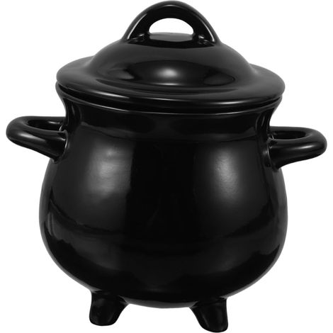 Marmite Céramique Noire Tasse Café Halloween avec Bol Bonbons Pot Multifonction pour Décoration Fantaisie et Fête Effrayante (1/5)