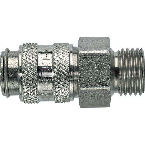 Raccord rapide pneumatique Legris, Filetage Mâle vers Mâle 1/4 in Male 16mm 1/4pouces Européen, Profil rectus en Acier ( Prix pour 1 )