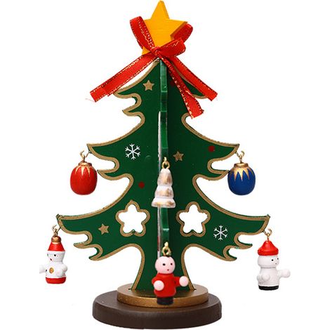 Arbol De Navidad De Mesa - Decoracion Navidena En Madera Con Adornos Miniatura - Para Escritorio Comedor O Habitacion Infantil (1/5)
