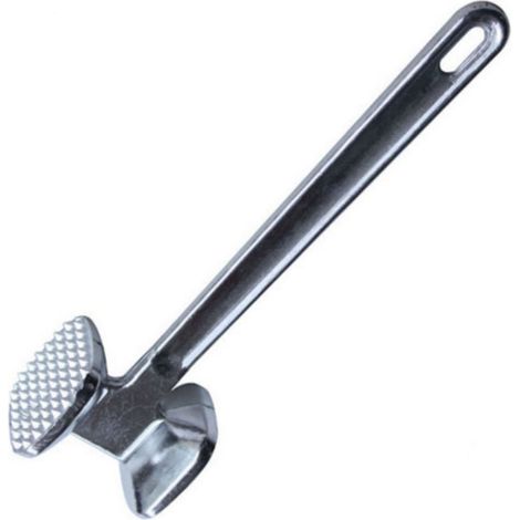 Attendrisseur de viande en alliage d'aluminium rond argenté, maillet à viande ergonomique pour steaks de cuisine (1/5)